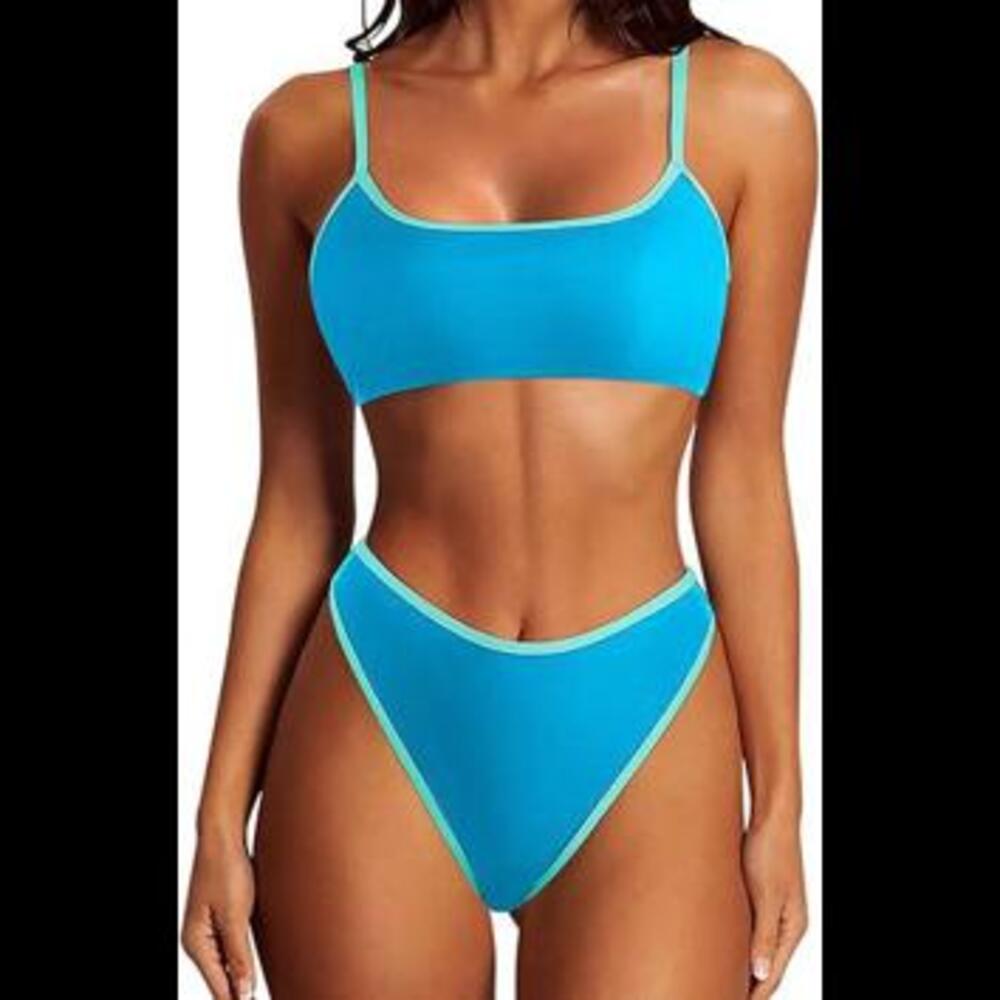 Women High Cut/Waisted 2 Piece Bikini Set Cheeky Swimsuit